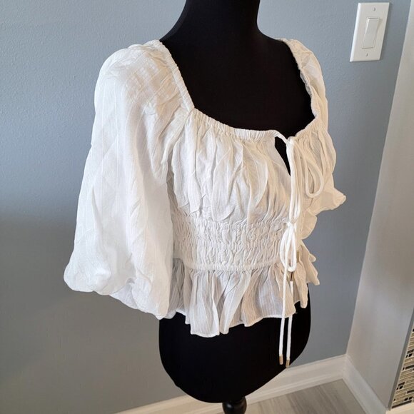 NWT Revolve MINKPINK WHITE NORAH TOP TIE FRONT - Picture 7 of 16